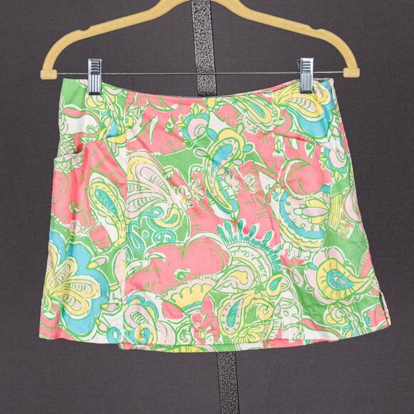 Lilly Pulitzer Dresses & Skirts - Lilly Pulitzer Cotton Tennis Skort Size 0 Colorful Preppy Pink Elephants Monkey